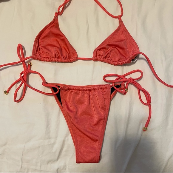 ❌SOLD❌VANILLA SWIM- Milo Top and Hera Bottom in Daiquiri / Coral - Picture 5 of 6